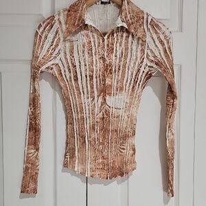 ✨ Caché Y2K Animal Print Textured Blouse – XS